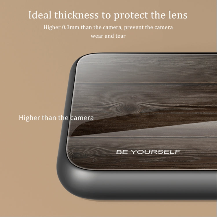 For iPhone 13 Wood Grain Glass Protective Case