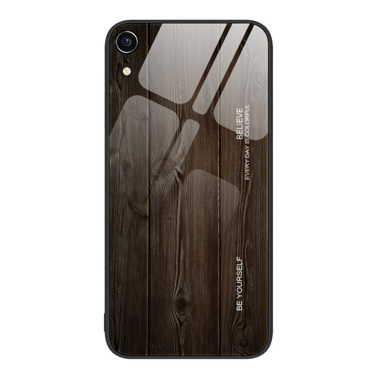 For iPhone XR Wood Grain Glass Protective Case