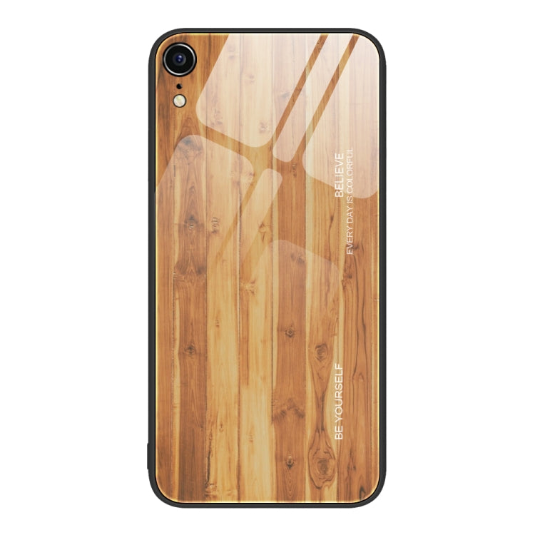 For iPhone XR Wood Grain Glass Protective Case
