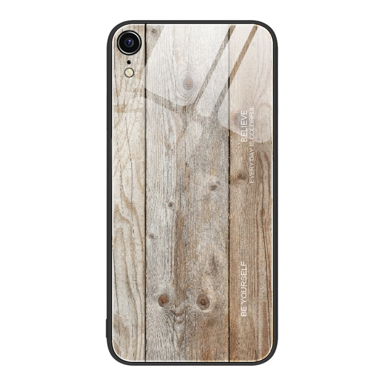 For iPhone XR Wood Grain Glass Protective Case