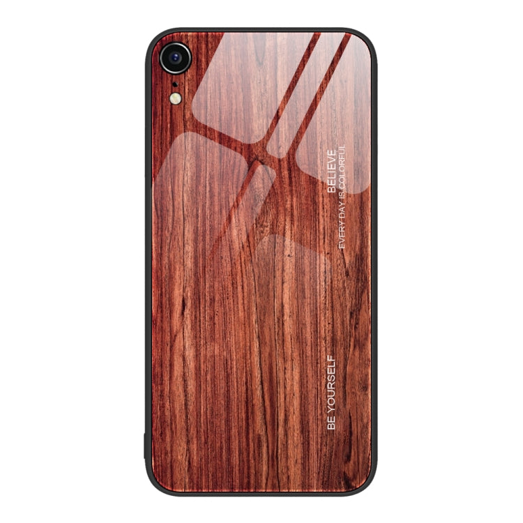 For iPhone XR Wood Grain Glass Protective Case