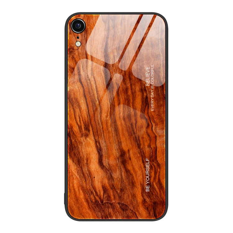 For iPhone XR Wood Grain Glass Protective Case