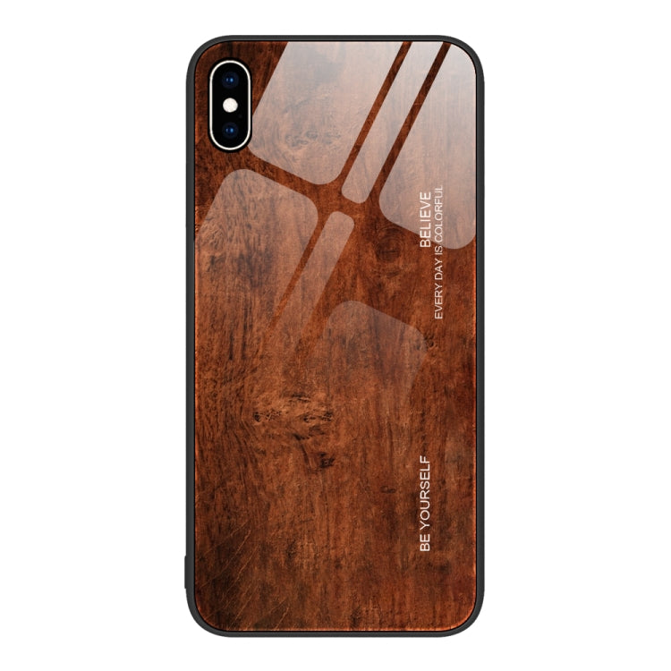 For iPhone XS Max Wood Grain Glass Protective Case