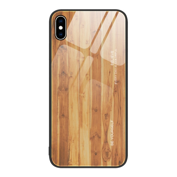 For iPhone XS Max Wood Grain Glass Protective Case