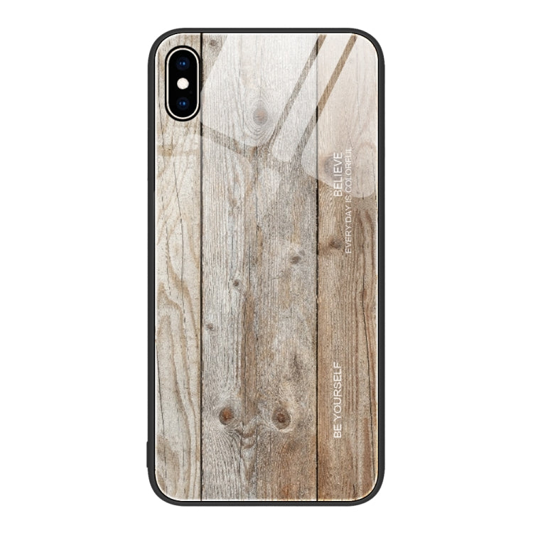 For iPhone XS Max Wood Grain Glass Protective Case