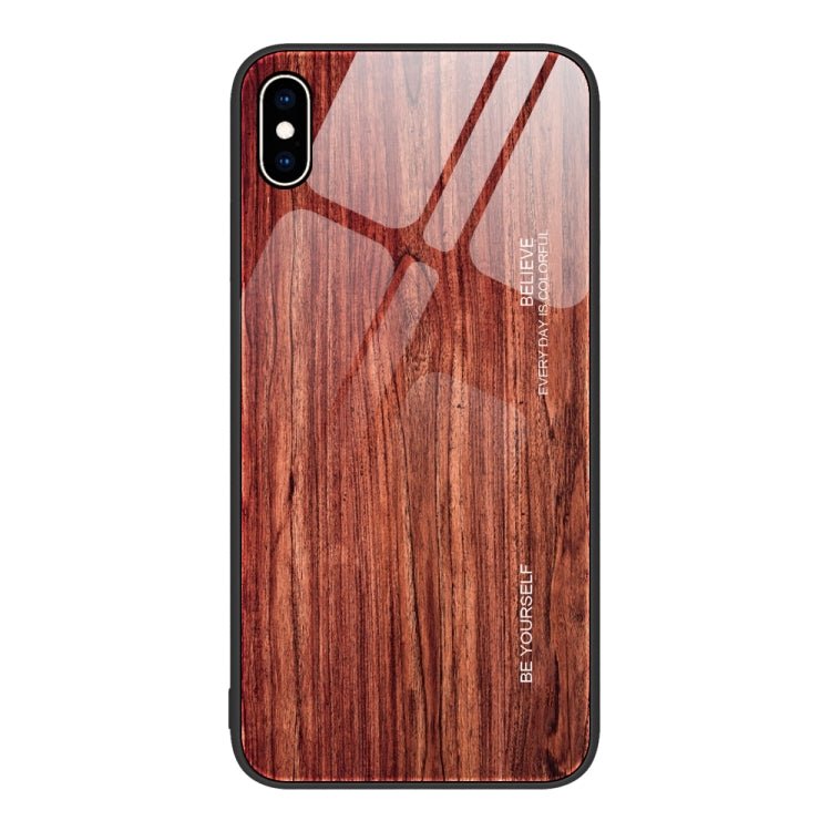 For iPhone XS Max Wood Grain Glass Protective Case
