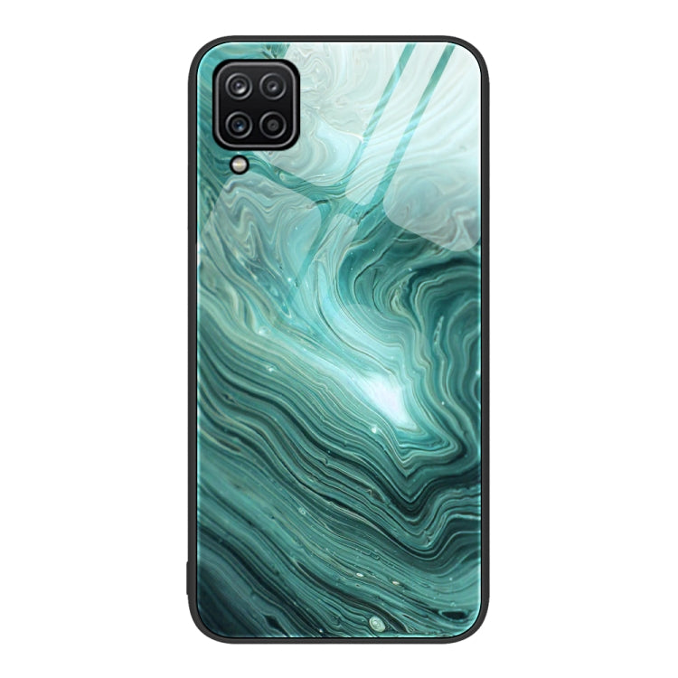 For Samsung Galaxy A12 5G Marble Pattern Glass Protective Phone Case