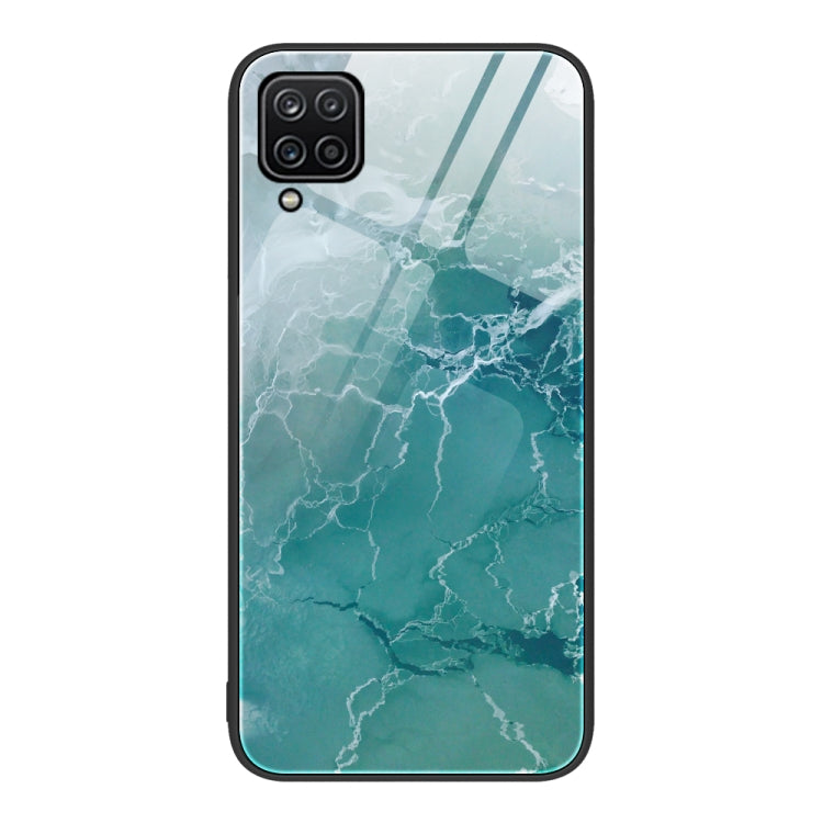 For Samsung Galaxy A12 5G Marble Pattern Glass Protective Phone Case