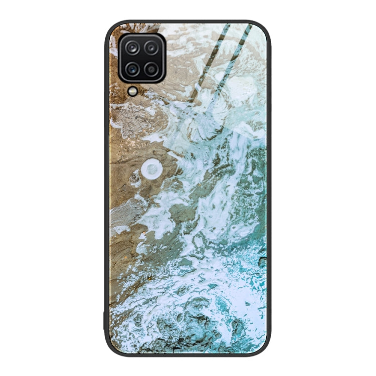 For Samsung Galaxy A12 5G Marble Pattern Glass Protective Phone Case