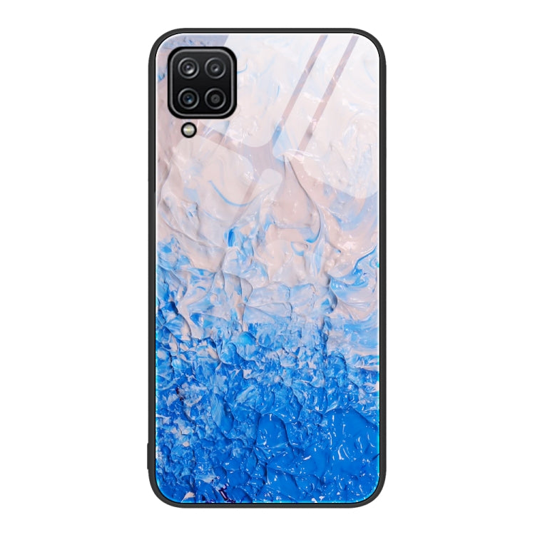 For Samsung Galaxy A12 5G Marble Pattern Glass Protective Phone Case