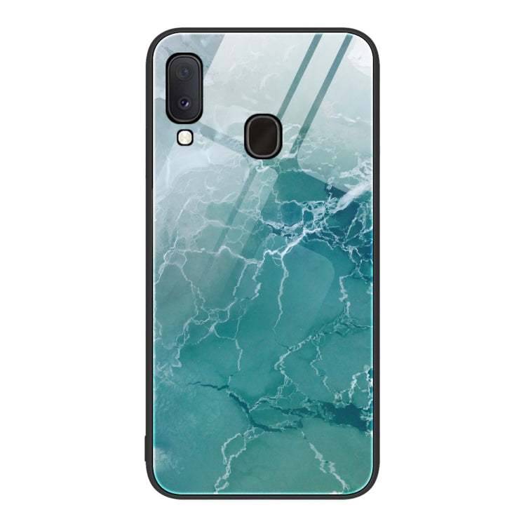 For Samsung Galaxy A20e Marble Pattern Glass Protective Phone Case