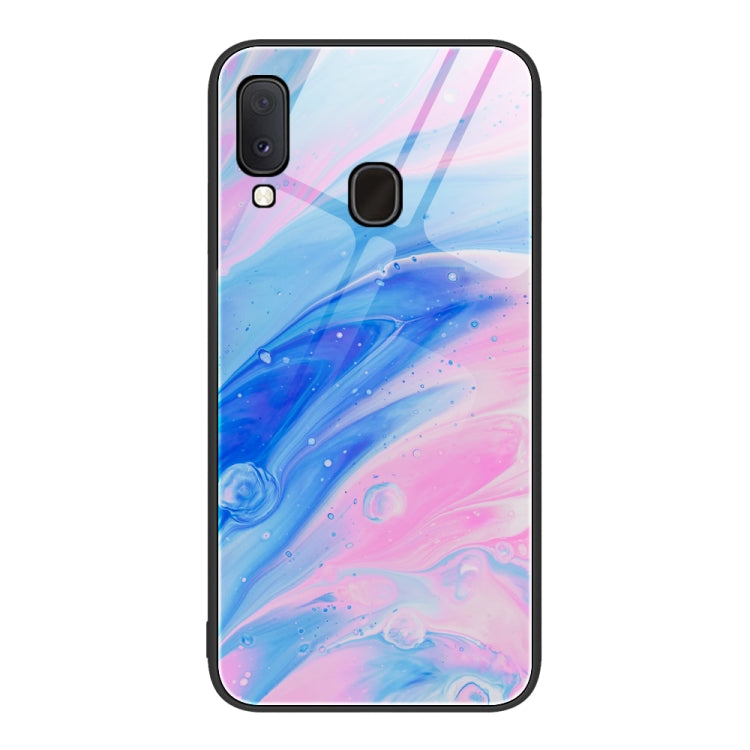 For Samsung Galaxy A20e Marble Pattern Glass Protective Phone Case