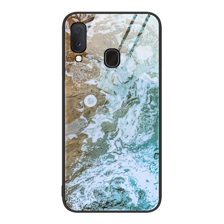 For Samsung Galaxy A20e Marble Pattern Glass Protective Phone Case