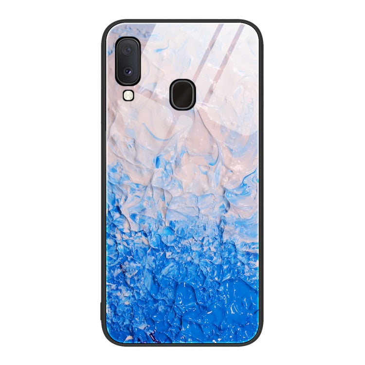 For Samsung Galaxy A20e Marble Pattern Glass Protective Phone Case