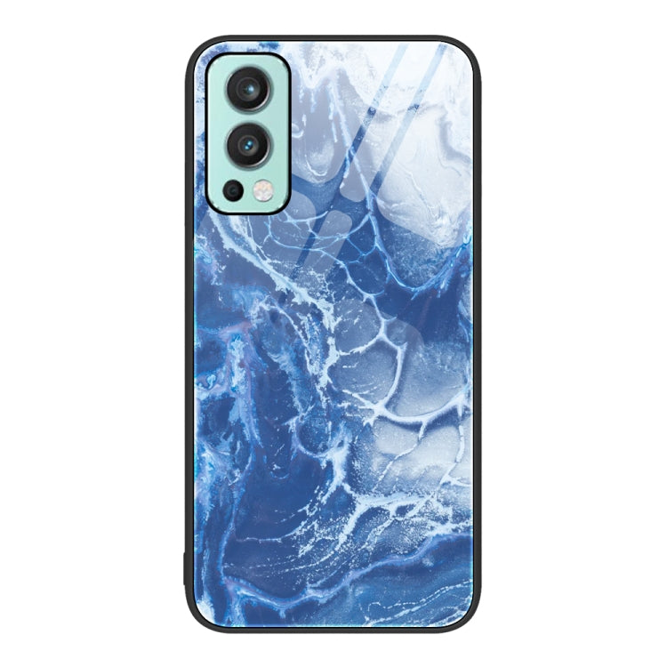 For OnePlus Nord 2 5G Marble Pattern Glass Protective Phone Case