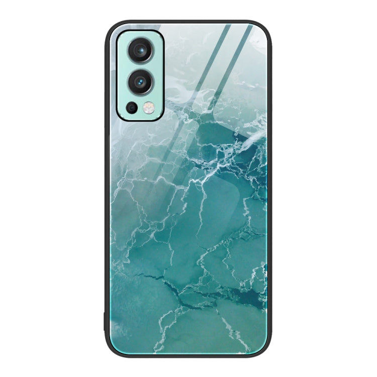 For OnePlus Nord 2 5G Marble Pattern Glass Protective Phone Case