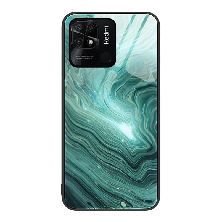 For Xiaomi Redmi 10C Marble Pattern Glass Protective Phone Case