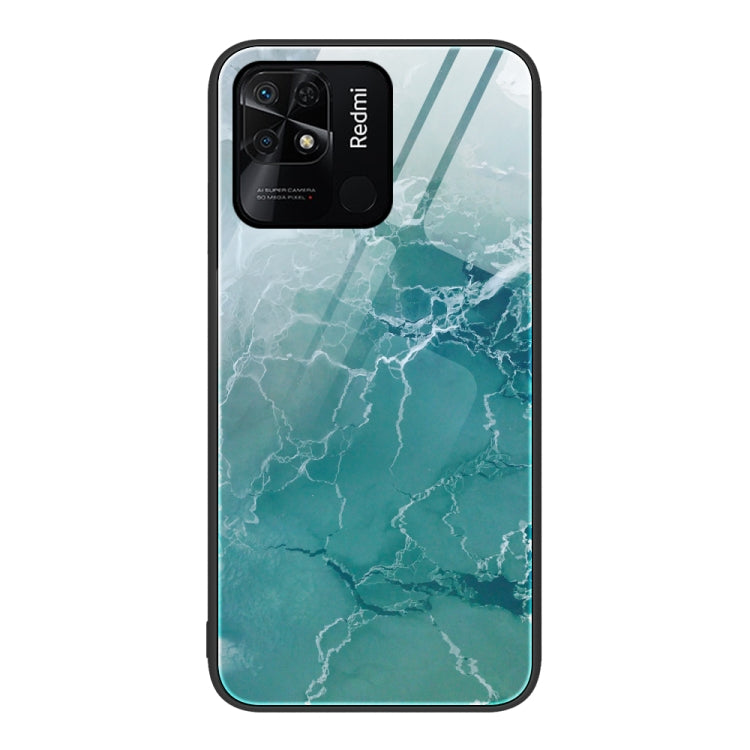 For Xiaomi Redmi 10C Marble Pattern Glass Protective Phone Case