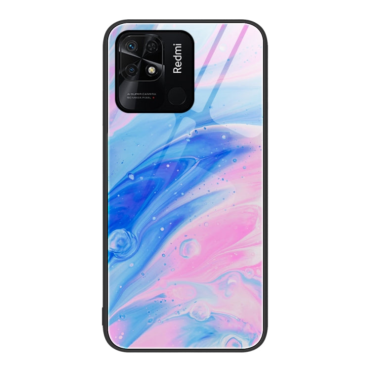 For Xiaomi Redmi 10C Marble Pattern Glass Protective Phone Case