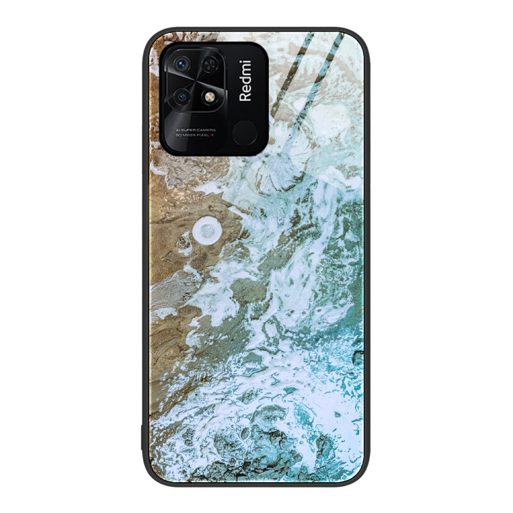 For Xiaomi Redmi 10C Marble Pattern Glass Protective Phone Case