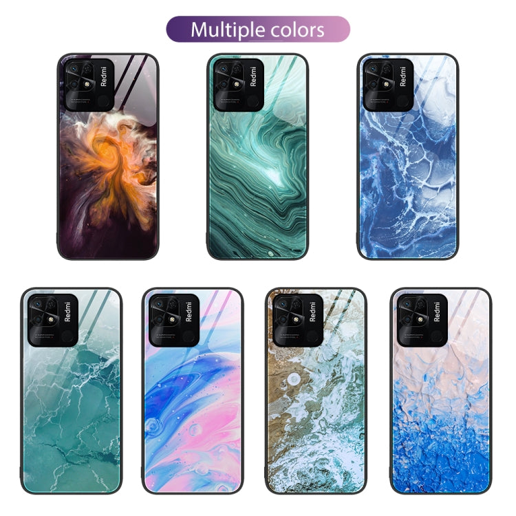 For Xiaomi Redmi 10C Marble Pattern Glass Protective Phone Case