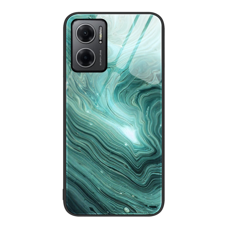 For Xiaomi Redmi Note 11E Marble Pattern Glass Protective Phone Case