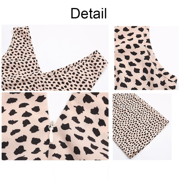 V Neck Straight-leg Leopard Print Jumpsuit, Size: