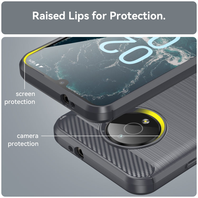 For Nokia C200 Brushed Texture Carbon Fiber TPU Phone Case
