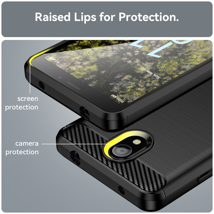 For Nokia C100 Brushed Texture Carbon Fiber TPU Phone Case