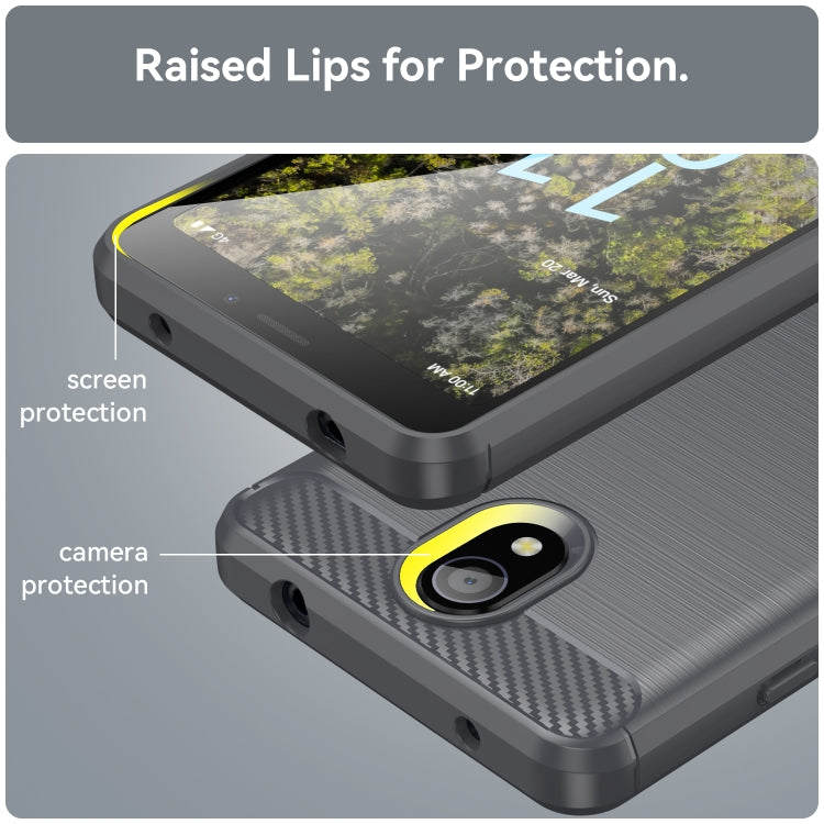 For Nokia C100 Brushed Texture Carbon Fiber TPU Phone Case