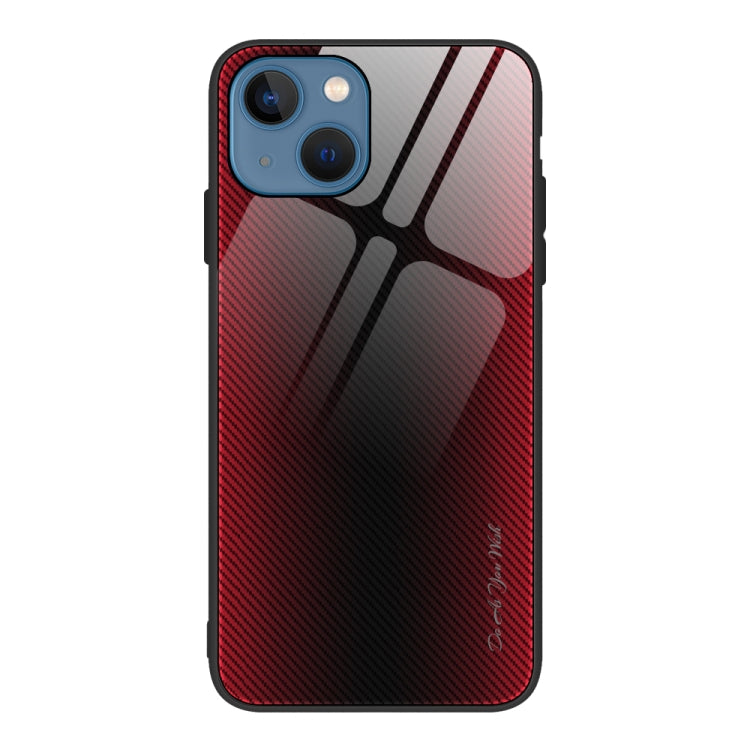 For iPhone 14 Plus Texture Gradient Glass TPU Phone Case