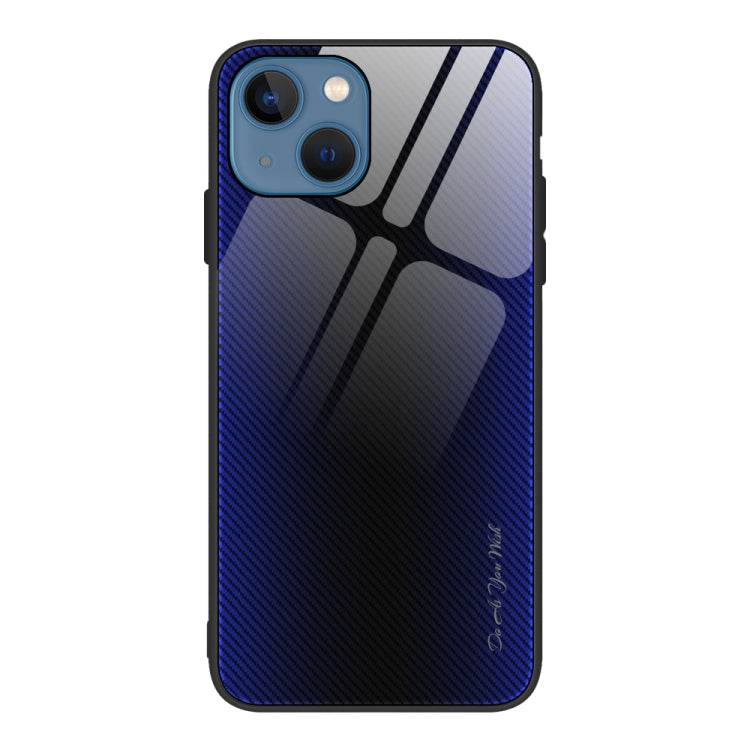 For iPhone 14 Plus Texture Gradient Glass TPU Phone Case