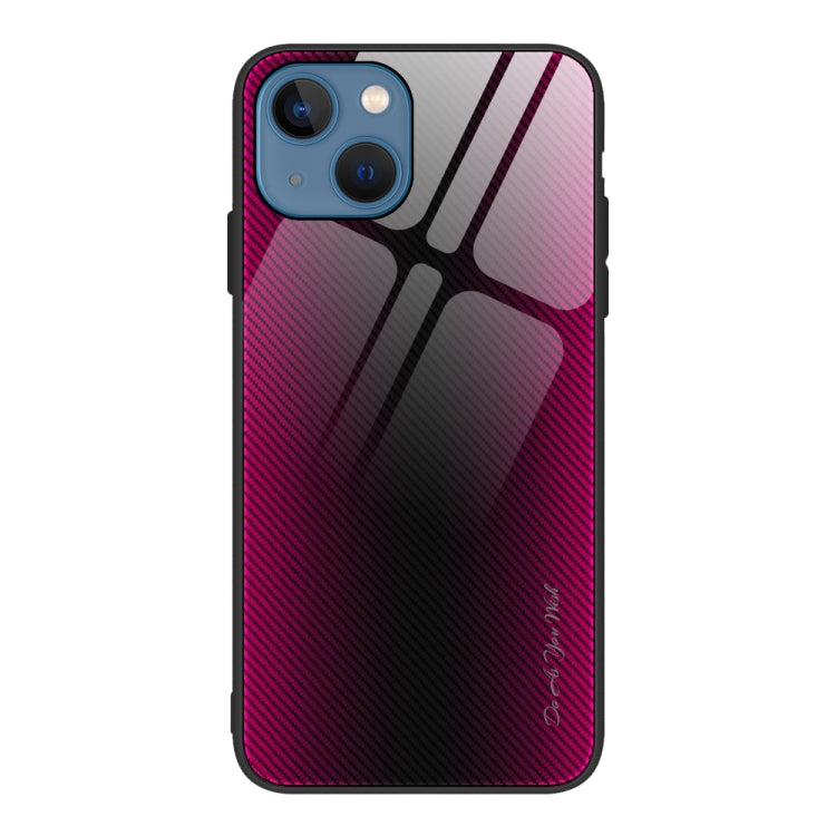 For iPhone 14 Plus Texture Gradient Glass TPU Phone Case