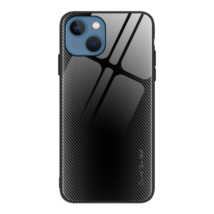 For iPhone 14 Plus Texture Gradient Glass TPU Phone Case