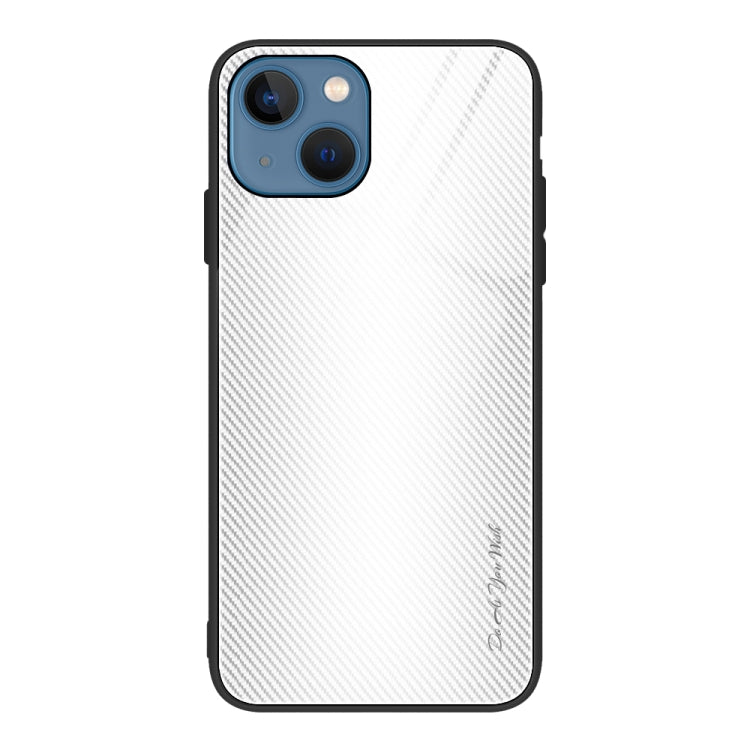 For iPhone 14 Plus Texture Gradient Glass TPU Phone Case