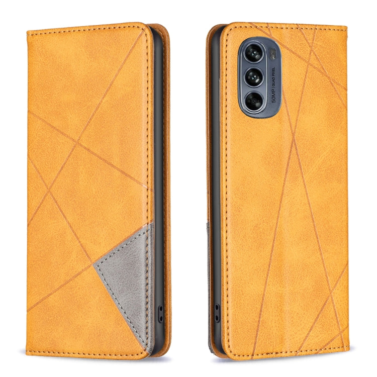 For Motorola Moto G62 Prismatic Invisible Magnetic Leather Phone Case