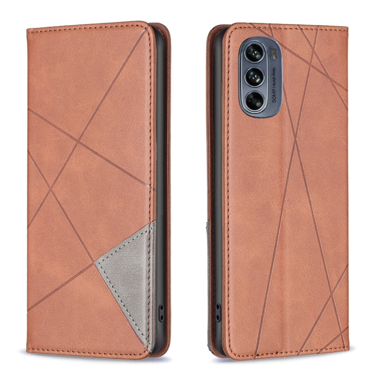 For Motorola Moto G62 Prismatic Invisible Magnetic Leather Phone Case