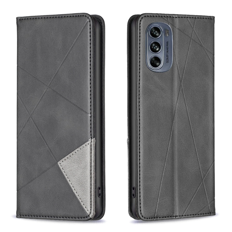 For Motorola Moto G62 Prismatic Invisible Magnetic Leather Phone Case