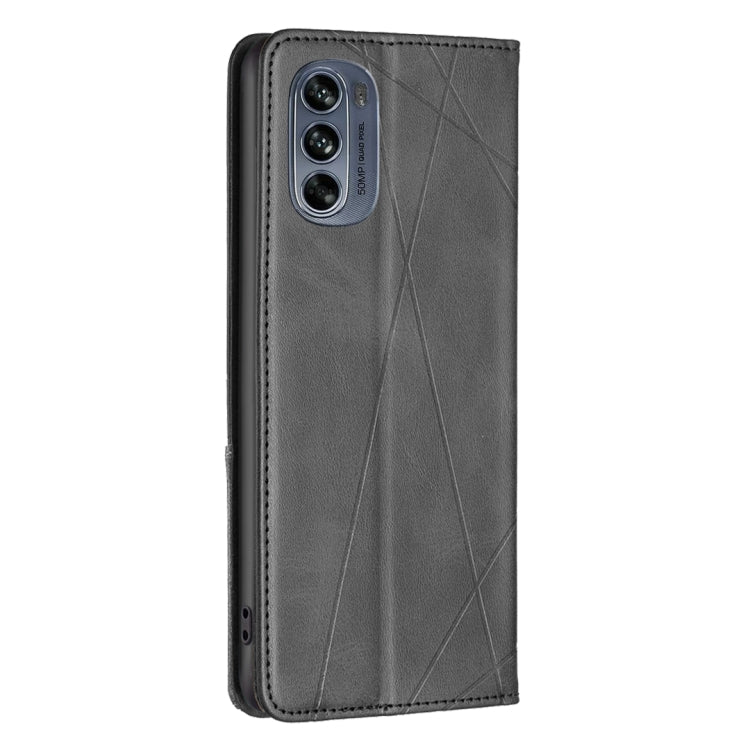 For Motorola Moto G62 Prismatic Invisible Magnetic Leather Phone Case
