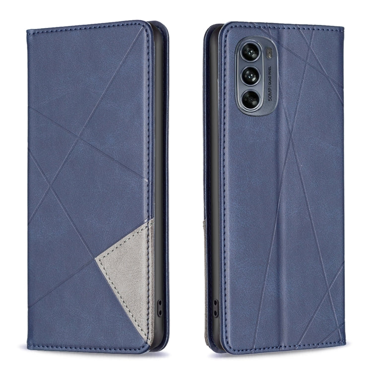 For Motorola Moto G62 Prismatic Invisible Magnetic Leather Phone Case