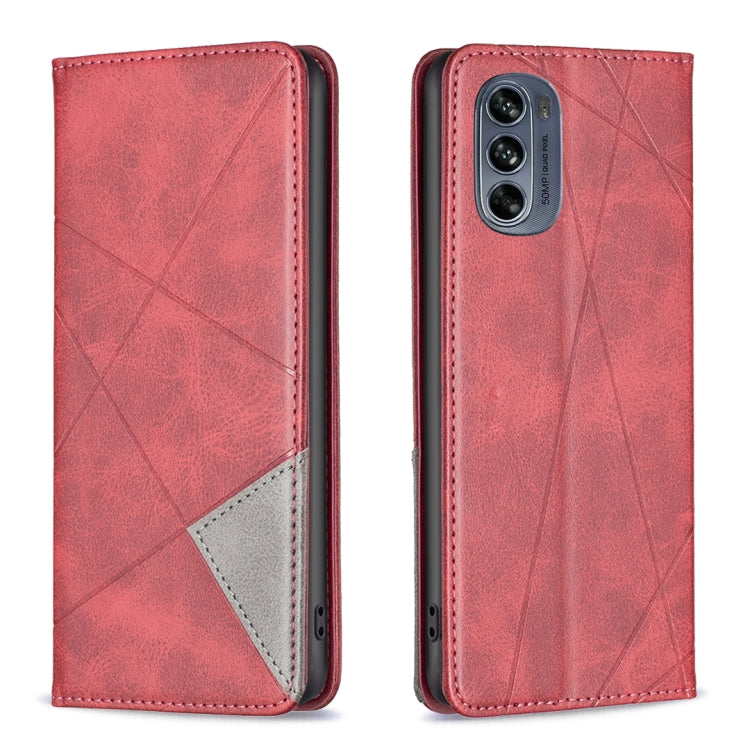 For Motorola Moto G62 Prismatic Invisible Magnetic Leather Phone Case