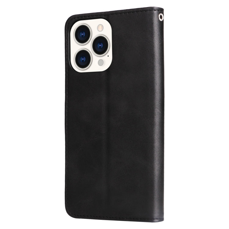 For iPhone 14 Pro Max Fashion Calf Texture Zipper Horizontal Flip Leather Phone Case