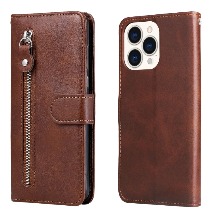 For iPhone 14 Pro Max Fashion Calf Texture Zipper Horizontal Flip Leather Phone Case