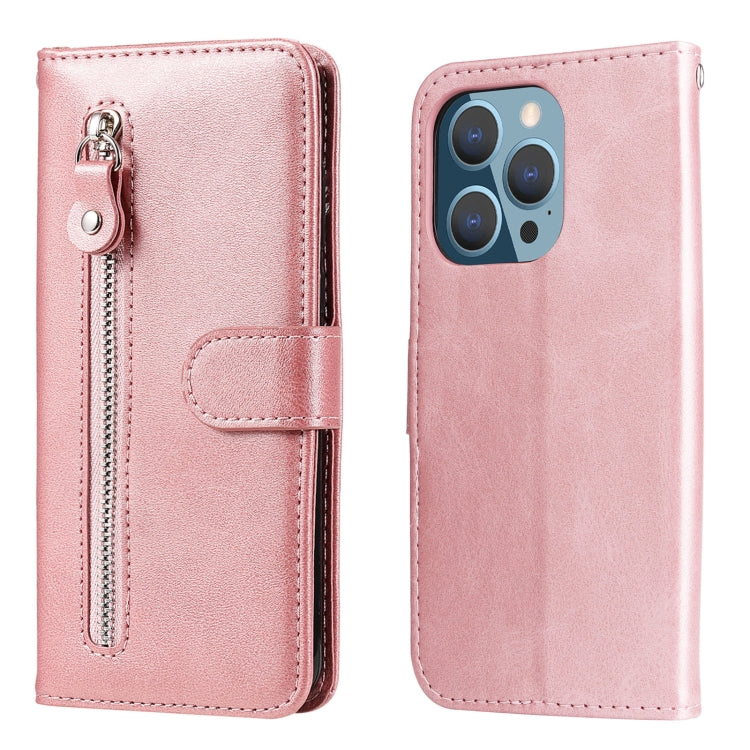 For iPhone 14 Pro Fashion Calf Texture Zipper Horizontal Flip Leather Phone Case