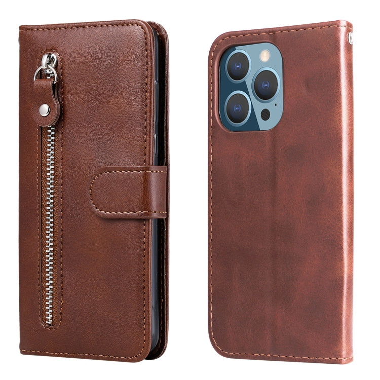 For iPhone 14 Pro Fashion Calf Texture Zipper Horizontal Flip Leather Phone Case