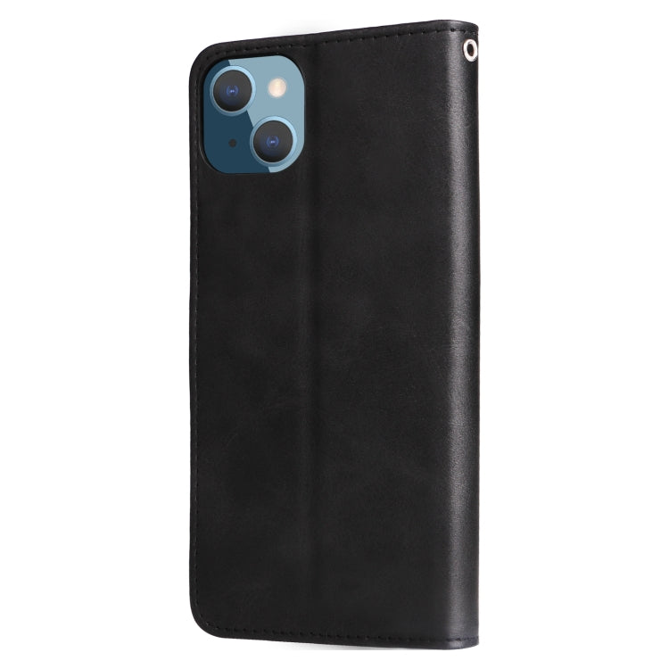 For iPhone 14 Plus Fashion Calf Texture Zipper Horizontal Flip Leather Phone Case