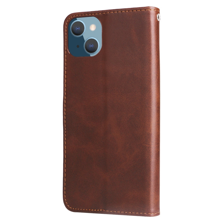 For iPhone 14 Plus Fashion Calf Texture Zipper Horizontal Flip Leather Phone Case