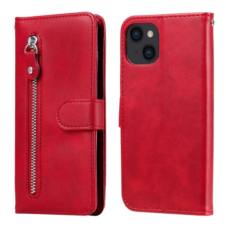 For iPhone 14 Fashion Calf Texture Zipper Horizontal Flip Leather Phone Case