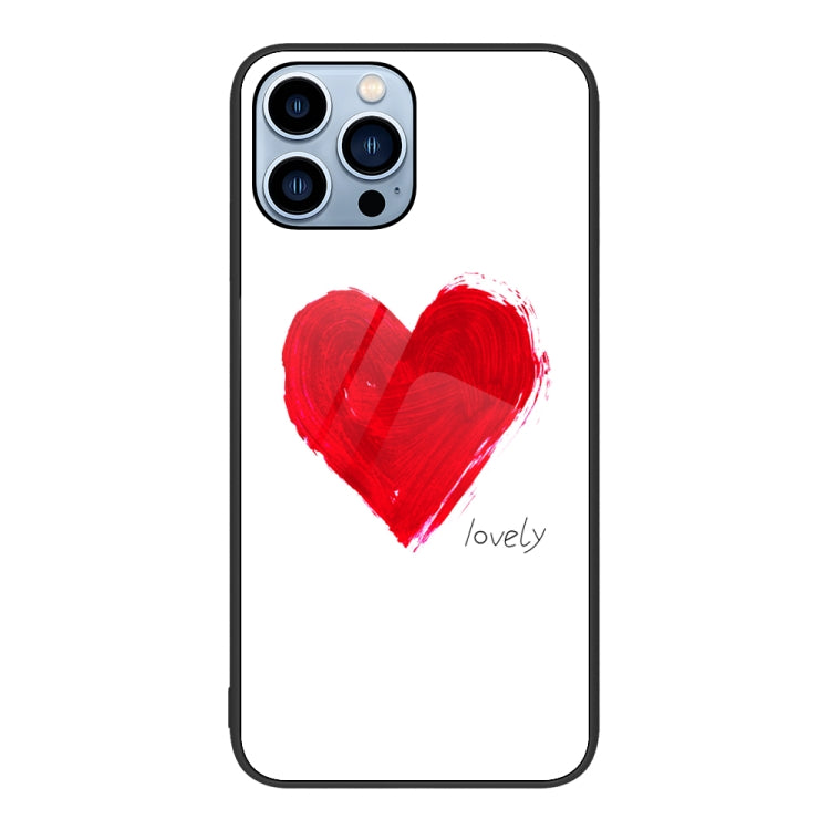 For iPhone 14 Pro Max Colorful Painted Glass Phone Case