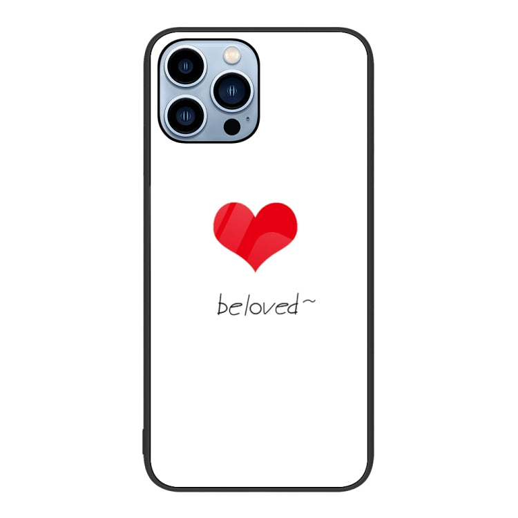 For iPhone 14 Pro Max Colorful Painted Glass Phone Case